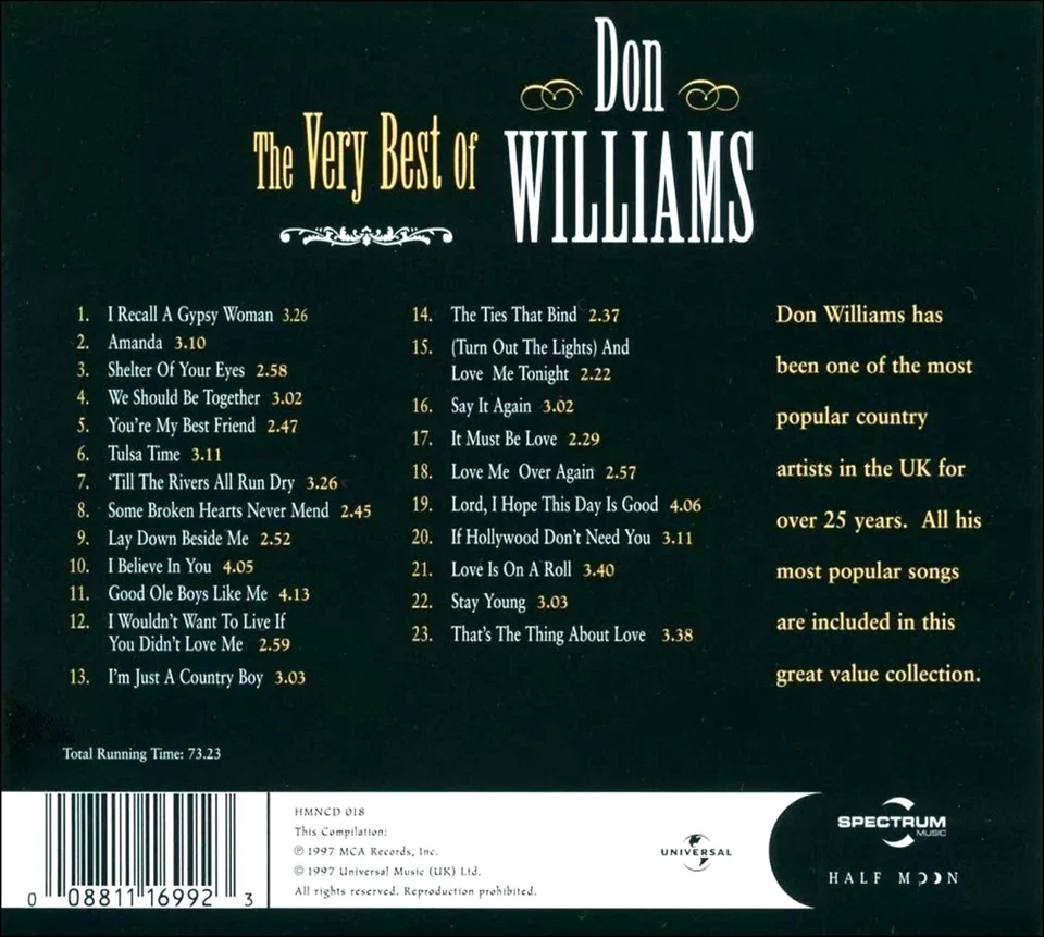 DON WILLIAMS * 23 Greatest Hits * New CD * All Original MCA Recordings * NEW - Image 2 of 2