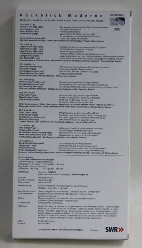 CD / Rückblick Moderne / 8 CDs + Begleitbuch / SWR / Klassik - Bild 2 von 3