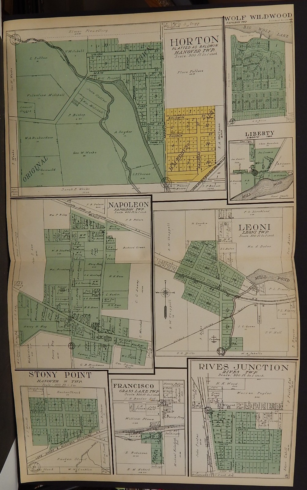Купить Michigan Jackson County Map Horton Napoleon Leoni 1911 на Аукцион из Америки с доставкой