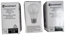 3x Ecosmart 60W Replacement 9W Bulb 800 Lumens 11,000 Hours Life 120V