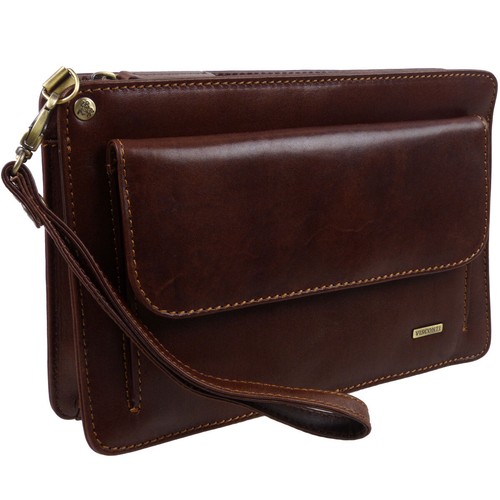 Visconti Leather Mens Wrist Bag Travel Organiser - Picture 2 of 14