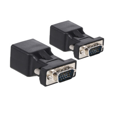 2PCS VGA to RJ45 VGA Male to RJ45 Ethernet Port Converter C8J6