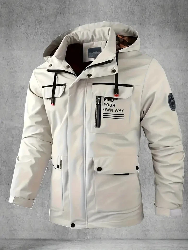 Men's Softshell Jacket, Multi-Pocket Hooded Coat For Spring & Autumn, Waterproof - Image 4 of 4