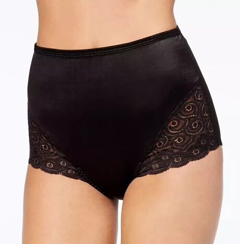 NEW NWT Bali 8054 Shaping Brief Firm Control Panties Lace Leg M Medium Black New