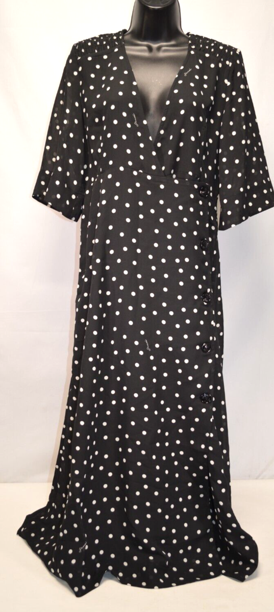 NWT Ganni Black Polka Dot Maxi Dress Size 38 US 6 | eBay