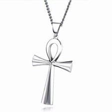 Collana Con Ciondolo Chiave Della Vita Ankh Con Croce Egiziana In Acciaio .
