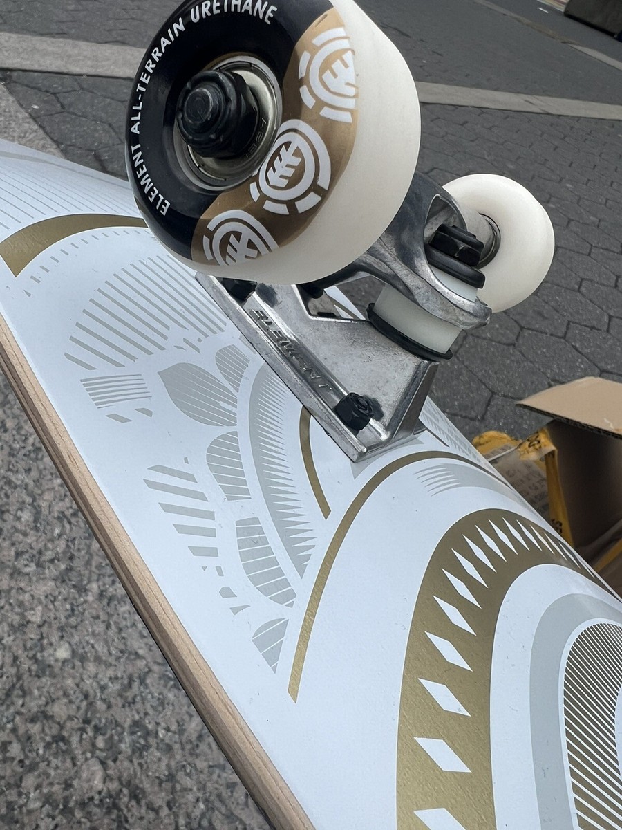 Element Skateboard Complete Hatched White Gold 8.0 With Graphic