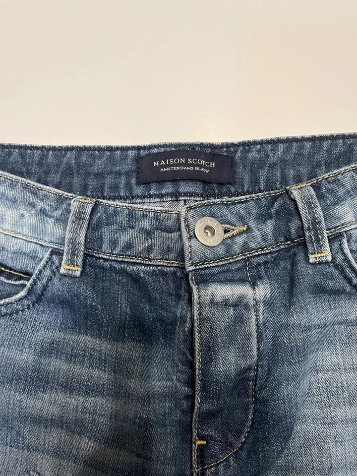  Madison Scotch and Soda Patchwork Cutoff Denim Shorts - Image 3 of 4