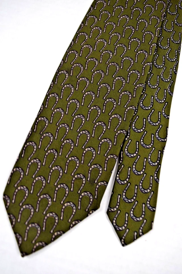 Corbata de Colección Años 60 Bloomingdales Lucky Horseshoe Seda Foulard Corbata 54" x 3.5" Foto 2 de 4
