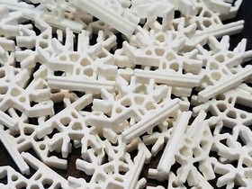 100 MICRO K'NEX White Slotted Connectors 3D 7 & 4-way (Blue & Gray Size) KNEX
