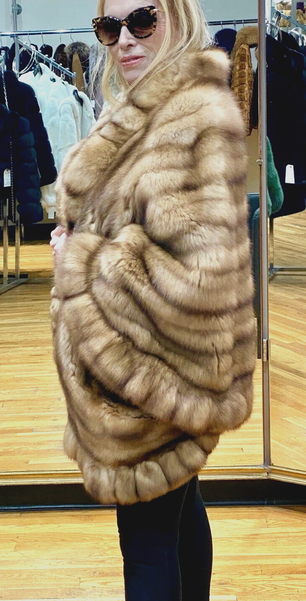 NEIMAN MARCUS SORBARA GOLDEN RUSSIAN SABLE FUR CAPE COAT JACKET