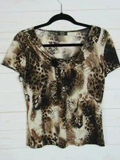 Shannon Ford Womens Short Sleeve Leopard Print Pullover Top Size S 