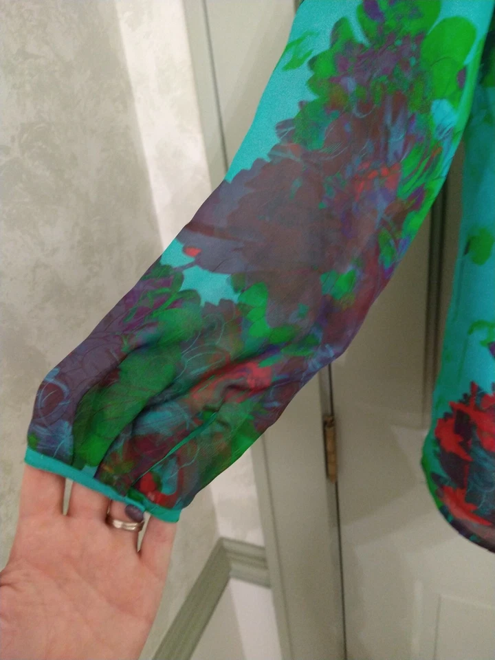 Blusa Top J Crew Manga Larga Multicolor 100% Seda Talla 0 Nueva Sin Etiquetas Foto 3 de 4