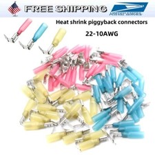 Heat Shrink Quick Disconnect Piggyback Terminals 22-10AWG Wire Crimp Connectors