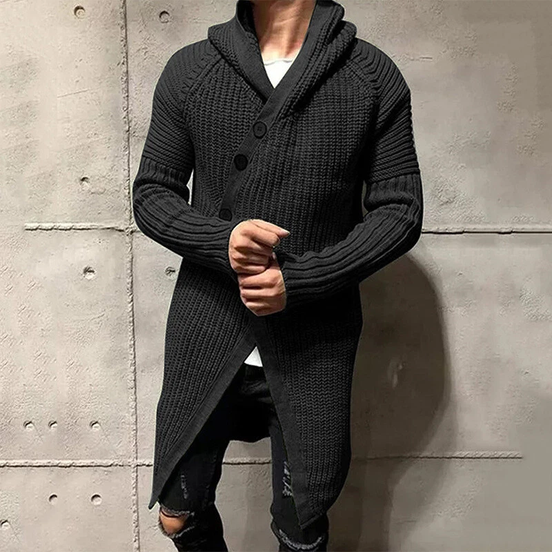 Mens hooded cardigan sweater cheap