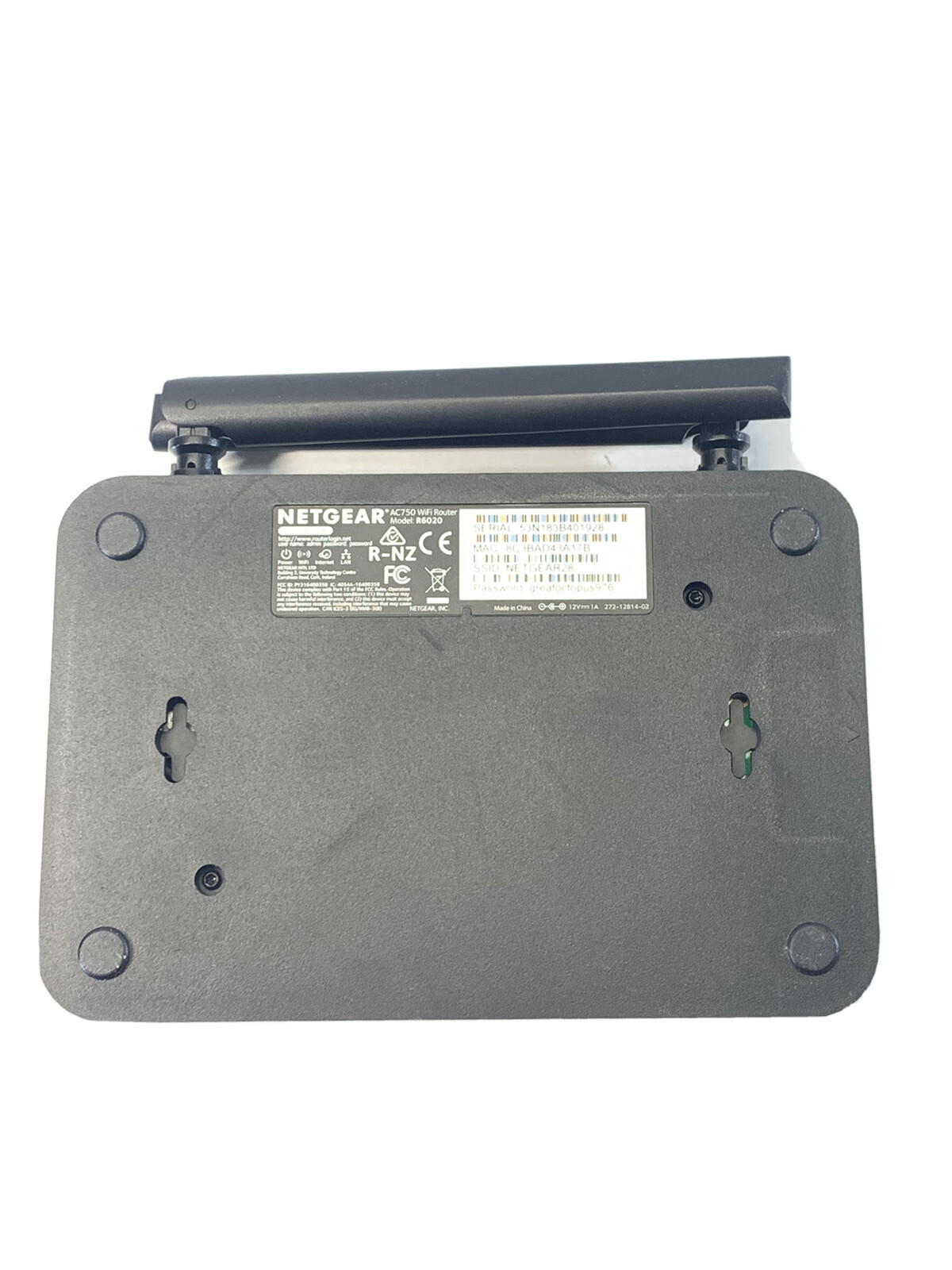 NETGEAR R6020 AC750 -750 Mbps 4 Port Dual Band WiFi Router-Used ...