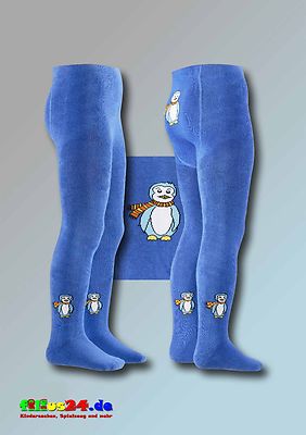 Playshoes Kinder Thermo-Strumpfhose mit Motiv Pinguin in blau Gr 50 bis 116