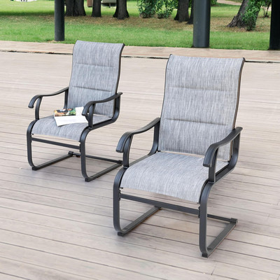 NUU GARDEN Patio Dining Chairs Set of 2, All Weather Outdoor Padded Textilene Pa
