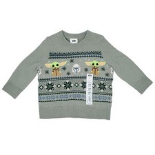 Toddler Boy Jumping Beans Grogu Knit Gray Sweater 2T