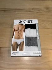 NEW 2(X)IST 4 Pack COTTON ESSENTIAL Bikini Brief | SMALL | White, Black, Gray
