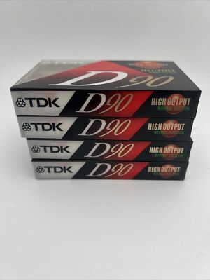 (4) TDK D-90 Blank Audio Cassette Tapes Slimline Eco Case 90 Min High Output Lot