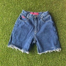 Vintage 80s No Excuses Femme Fatale Shorts Denim Distressed Size 7/8 VTG Nice