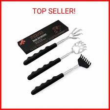 3 Pack Back Scratcher Metal Portable Telescoping Back scratchers with Rubber Han