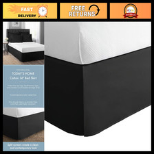 Classic Tailored Bed Skirt Dust Ruffle, Cotton Blend, 14" Drop, King Size, Black