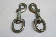Two Vintage 3 1/2" Brass Plated Swivel Eye Snap Hook Spring Clasp