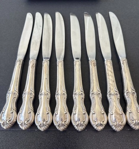 8 GORHAM STRASBOURG STERLING HANDLE DINNER KNIFE 9 1/4” 590g Total