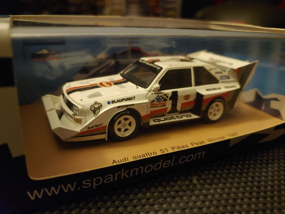 Spark Model 44pp87 AUDI QUATTRO S1 W.Rohrl WINNER PIKES PEAK 1987 - 1:43 Rare - Immagine 2 di 4