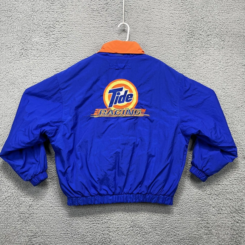 Chaqueta Tide Racing Vintage Para Hombre XL Reversible Con Capucha Downy Bordada Años 90 Foto 2 de 4