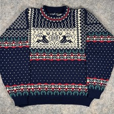 Vintage Lands End Sweater Womens Size L 100 Wool Fair Isle Made in Norway