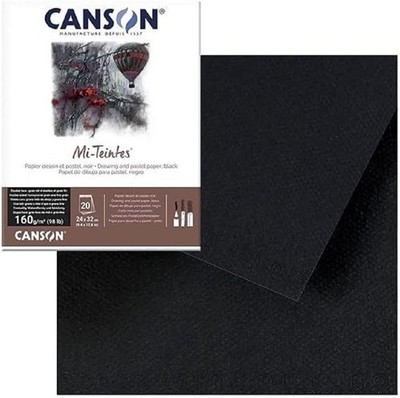 CANSON Zeichenpapier Mi-Teintes im Block 240 x 320 mm Farbe 425 schwarz 20 Blatt