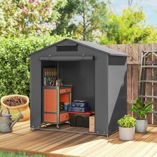 6 x 4 ft Garden Storage Shed Tent with Roll-up Zipper Door, Dark Grey