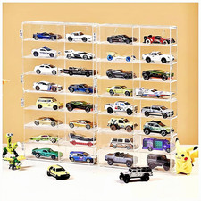 4-Pack Hot Wheels Display Case for 1/64 Scale Toys Car - Wall Mountable Transpar