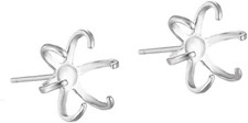 2 Pairs 925 Sterling Silver 6 Claws Earring Blank Stud Post Earwires Finding Ear