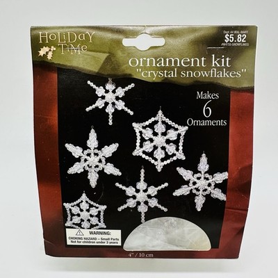 1999 Holiday Time Faux Crystal Snowflakes Ornament Kit Makes 6 NOS