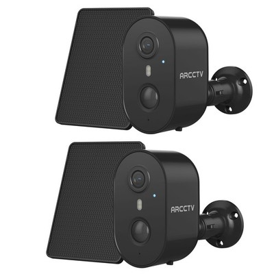 2 Pack 3MP Home Security Cameras Outdoor Solar Battery Powered Wireless Home IR