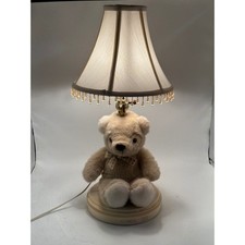 Vintage Cosco Cute Teddy Bear Table Lamp with Beaded Lampshade Kids Room Decor