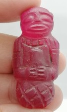 Ancient Red Stone Carved Figurine Idol Amulet Pendant Tribal Human Figure Roman
