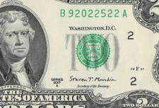 five of a kind 2s fancy serial number 2017A 2 dollar bill BA block B92022522A