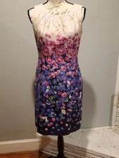 Vintage Vince Camuto Ombre Floral Sheath Dress Sleeveless Sz XS