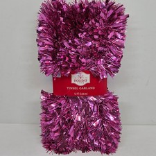 Holiday Time Tinsel Garland Rose Pink 12 Ft Christmas Party Decor