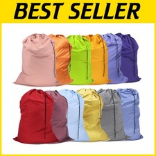 12-Pack Large Laundry Bags: Drawstring Closure, Mixed Colors