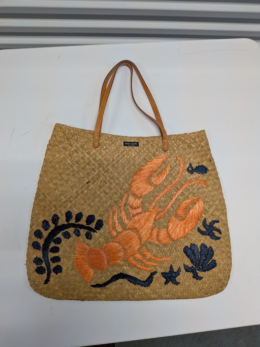Kate Spade Cape Cod lobster sun hat Kate Spade Novelty Cape Cod Straw Lobster Woven Tote | eBay main image 3
