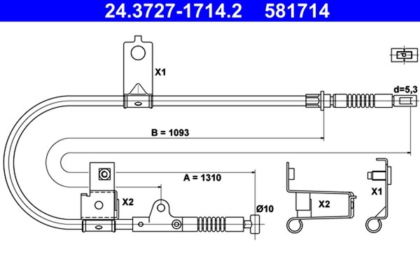 ATE Bremsseil Seilzug Feststellbremse 24.3727-1714.2 FüR Micra K11 Nissan 2 16V-image