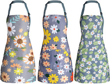 Apron for Women with Pockets, Adjustable Waterproof Floral Chef Aprons