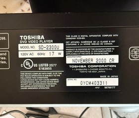 Toshiba SD-2300U NUON DVD Player Game Console DVD Tested Working No Remote