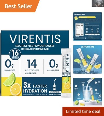 Sugar-Free Electrolyte Drink Mix - 16 Sticks for Ultimate Hydration, Lemon Lime